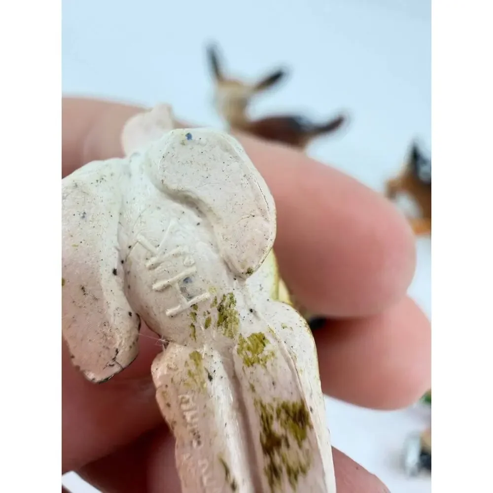 Vintage Hong Kong Plastic Christmas Figures Deer Ice Skaters Figurine Set